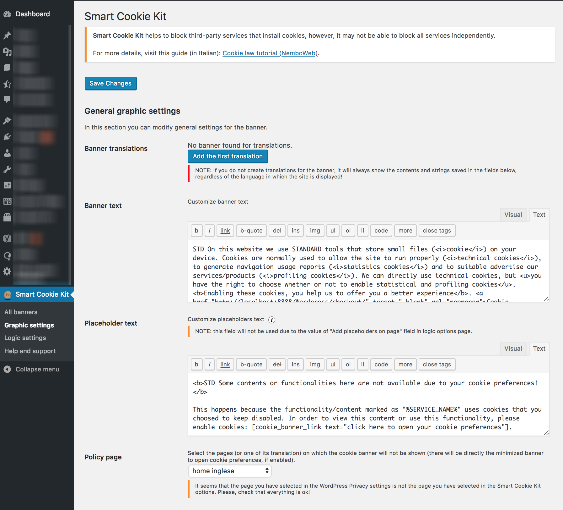 Backend graphic option page (1/2)