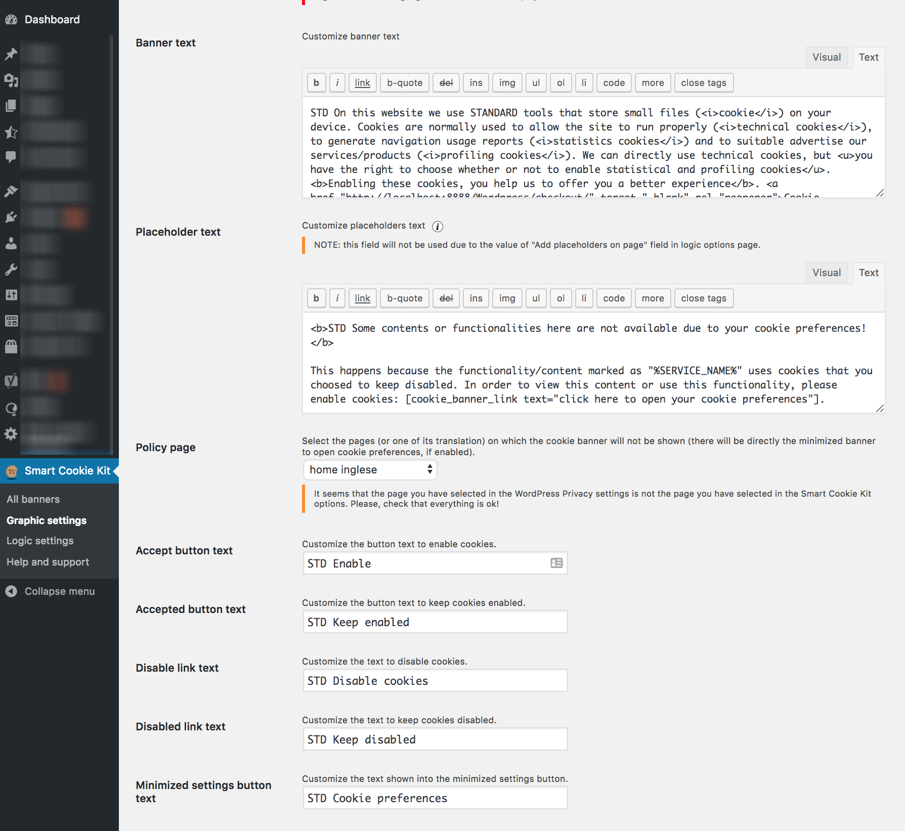 Backend graphic option page (2/2)