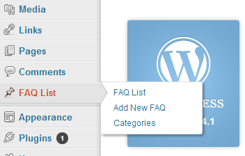 This is the second screen shot shows the FAQ menu