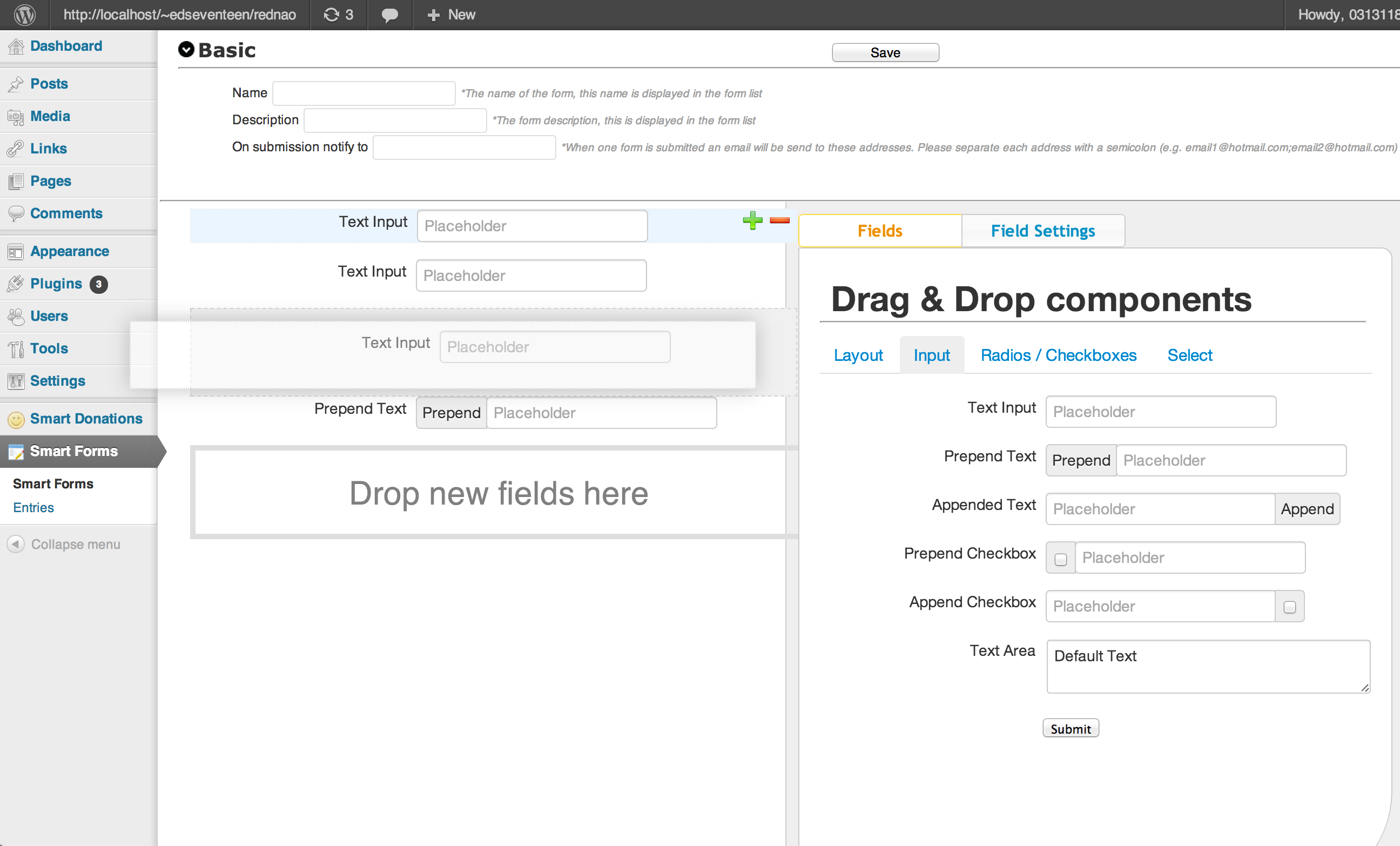 Form Entries example
