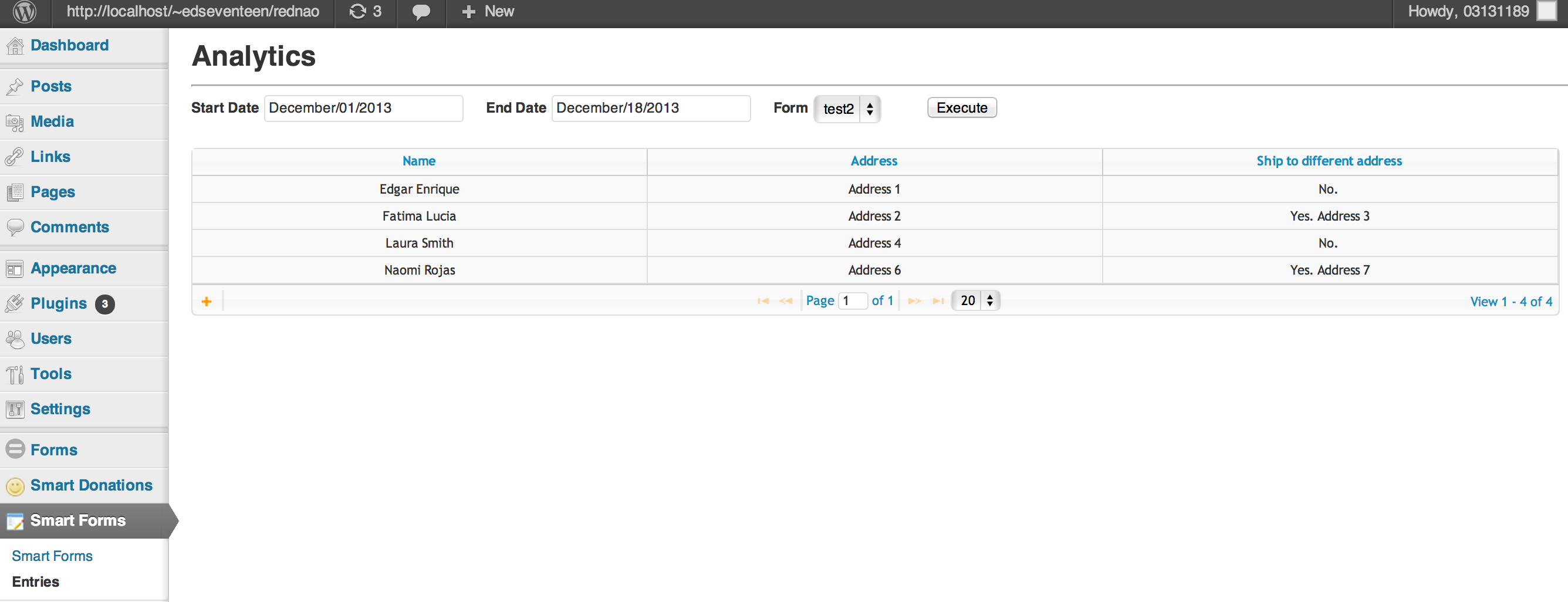 Example of a form