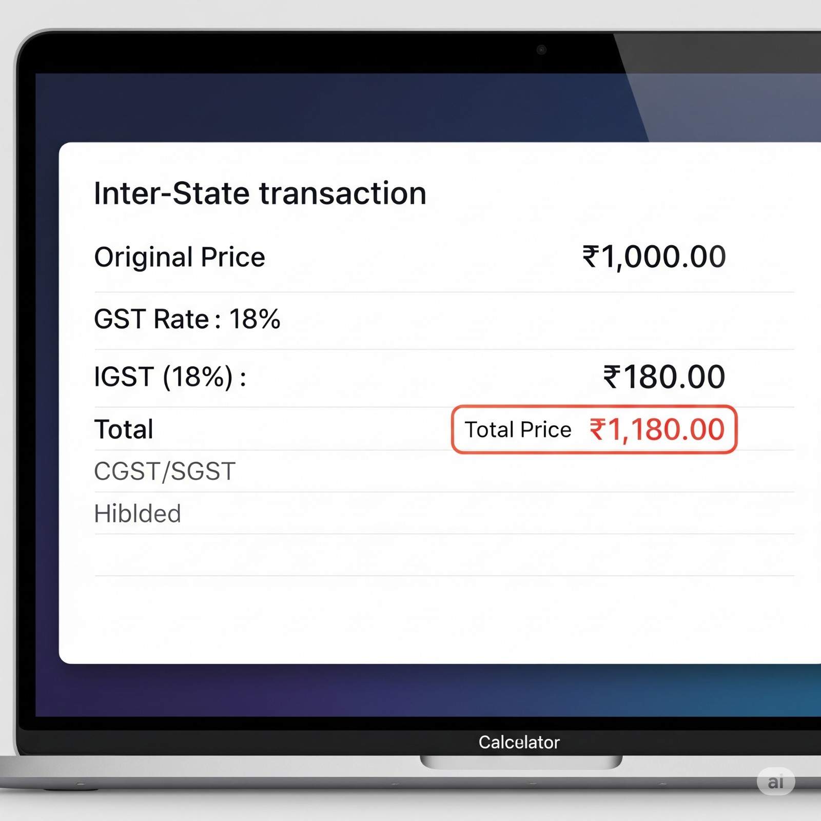 Calculation results for intra-state transaction