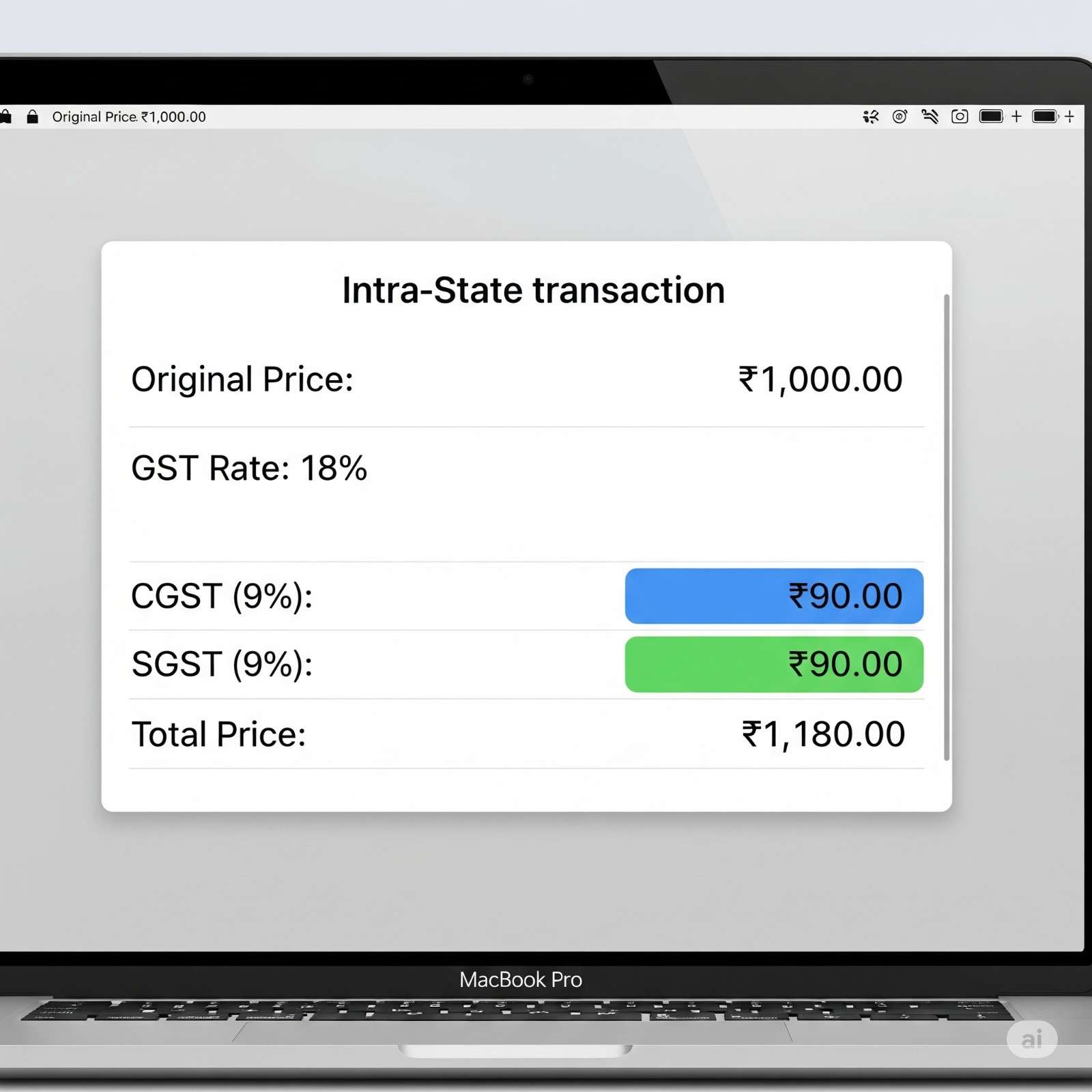 Calculation results for inter-state transaction