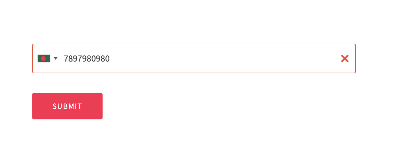 When you type wrong number format, it will be show error notification.