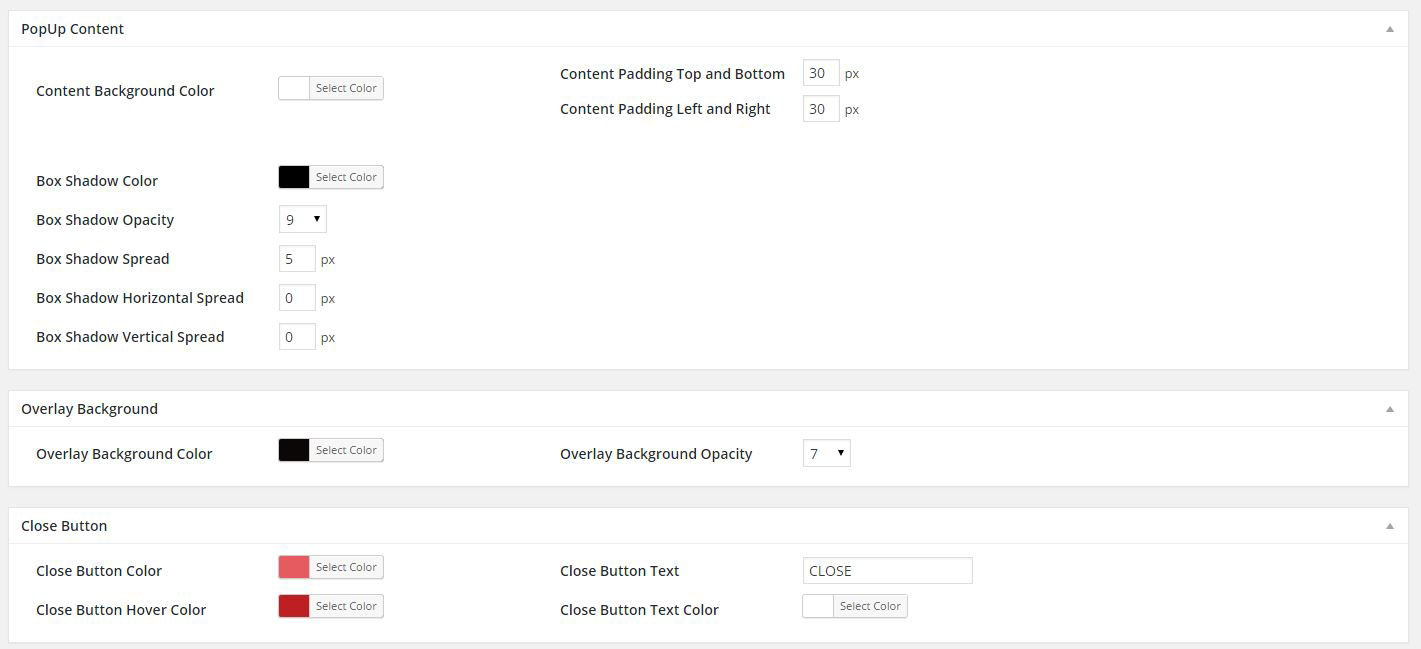 Settings for styles