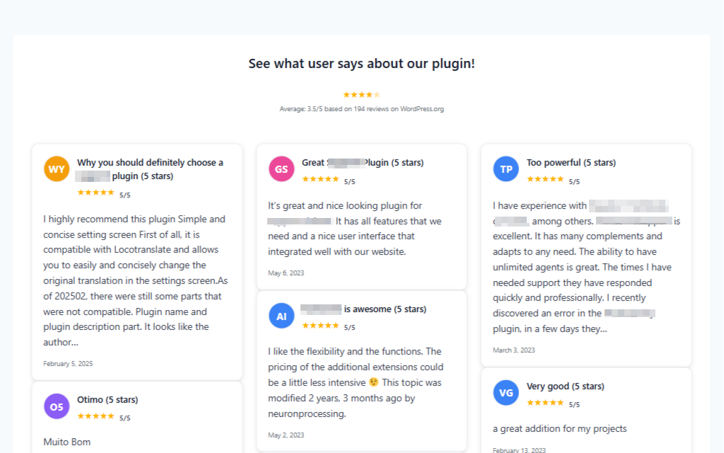 List layout with descriptions
