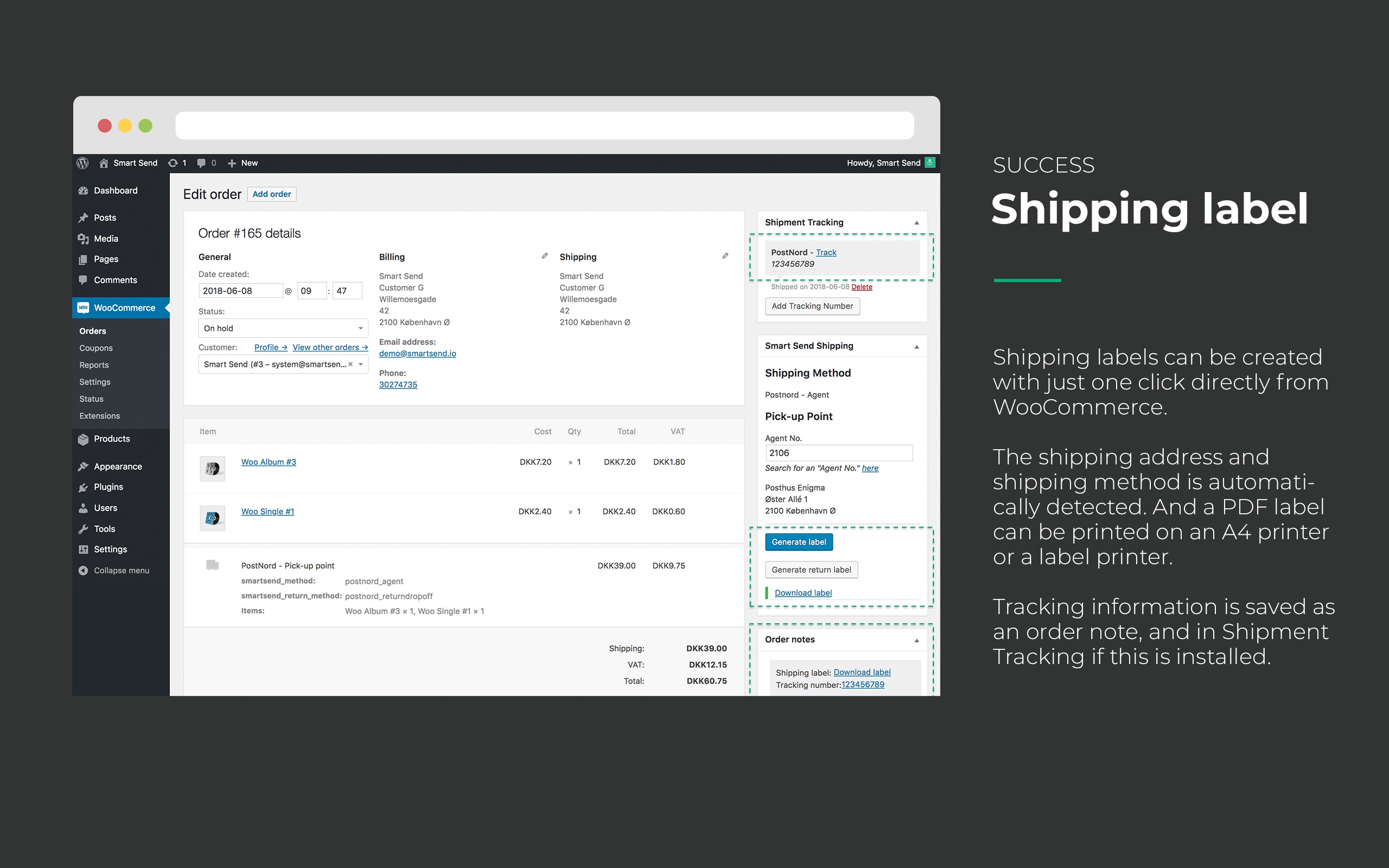 Create PDF shipping labels from backend with just one click