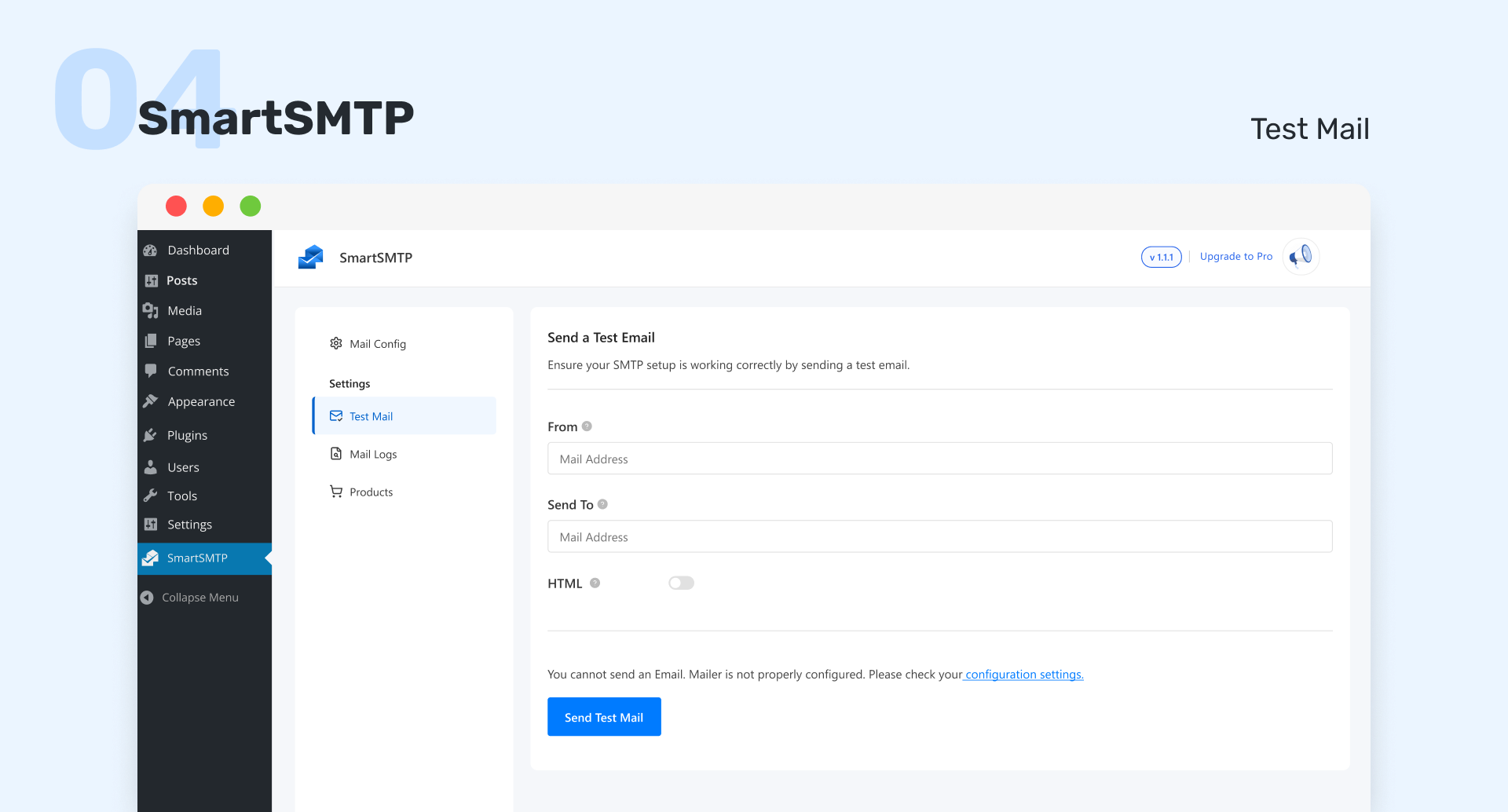 SMTP configuration setup