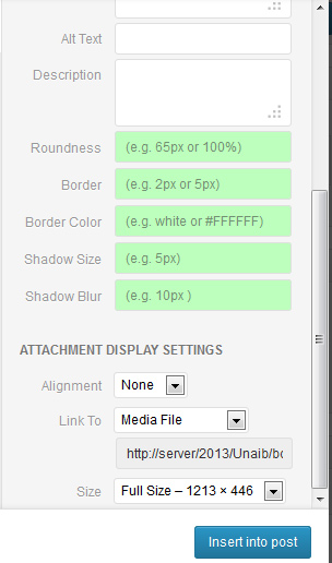 **Dashboard of the Plugin**