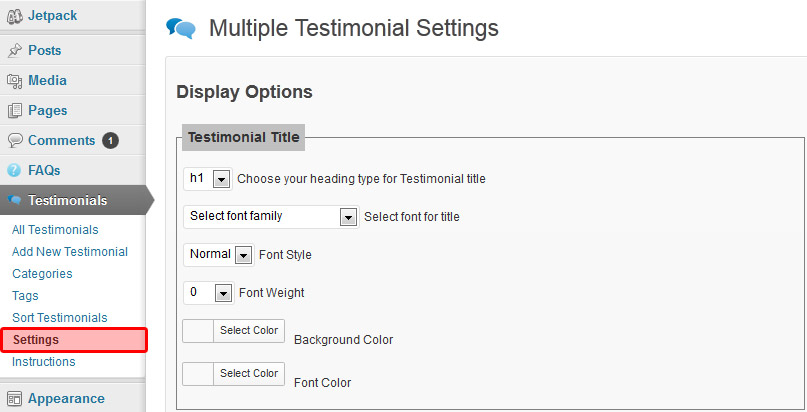 **Giving style and other effects to your testimonials**
