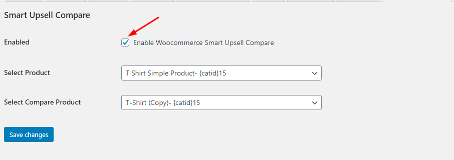 Enabled Smart Woocommerce Smary Upsell Compare.
