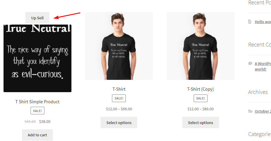 Upsell icon on shop page and archive page.