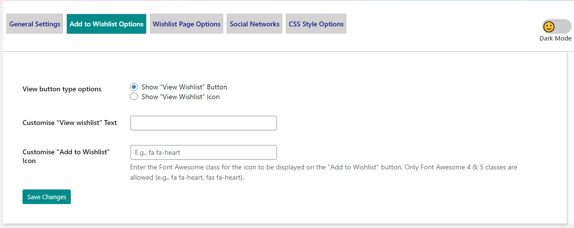 Wishlist Page Options