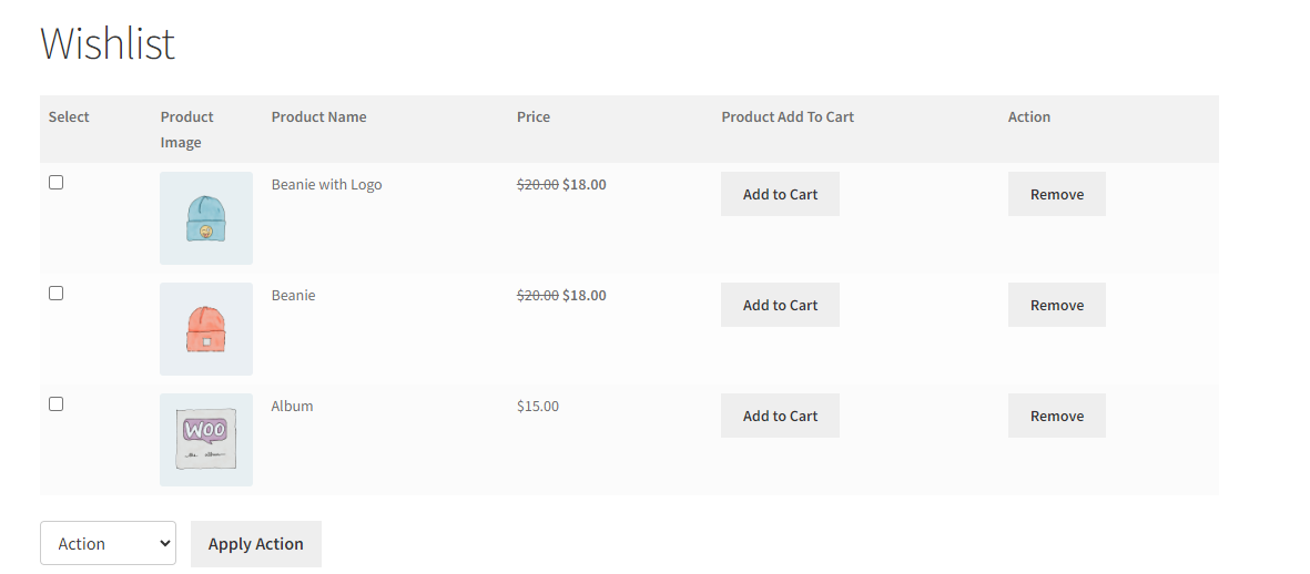 Wishlist Page