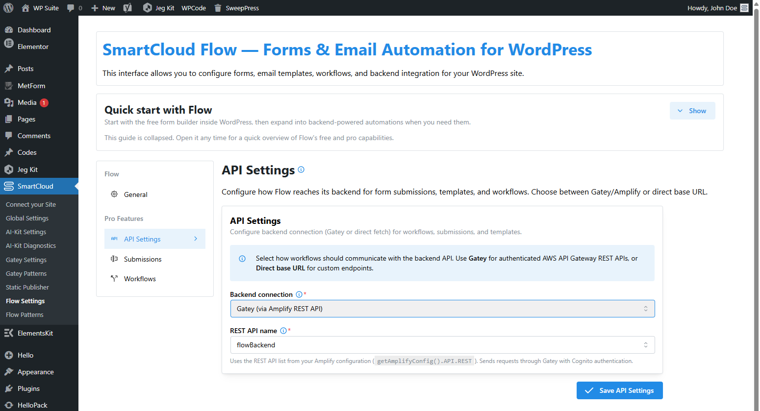 Flow Settings → API Settings