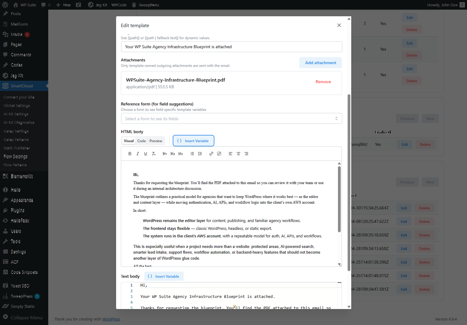 Pro: Email templates editor with preview
