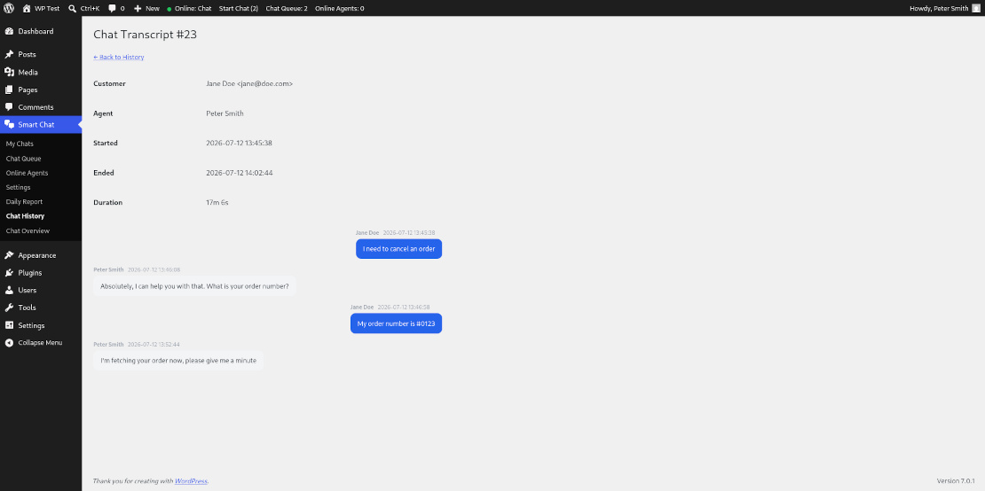 Front end — Current chat has ended