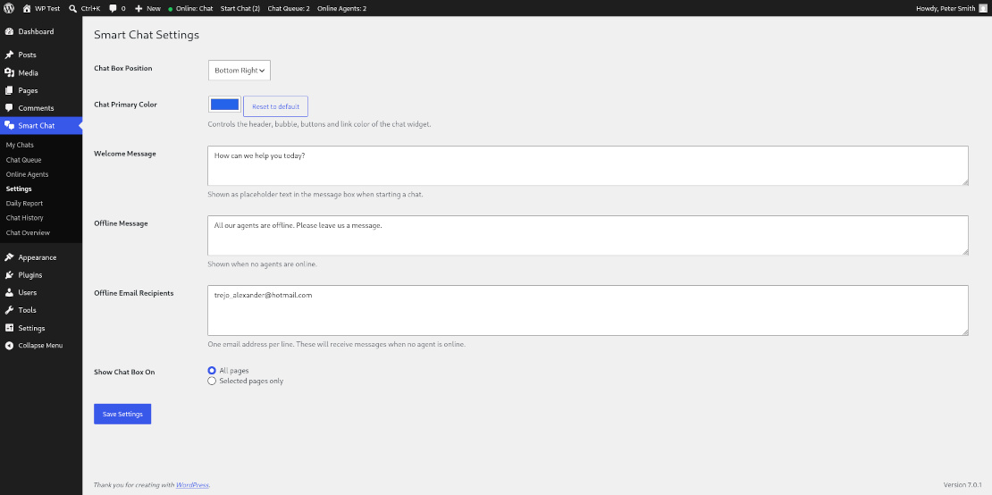 Agent chat popup — real-time conversation window with typing indicator