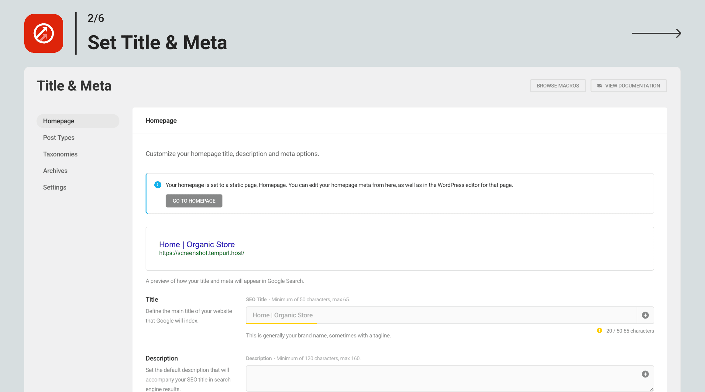 SmartCrawl makes it easy to get started with the one-click wizard.