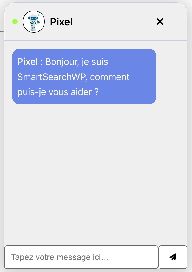 Main interface when interacting with the chatbot.