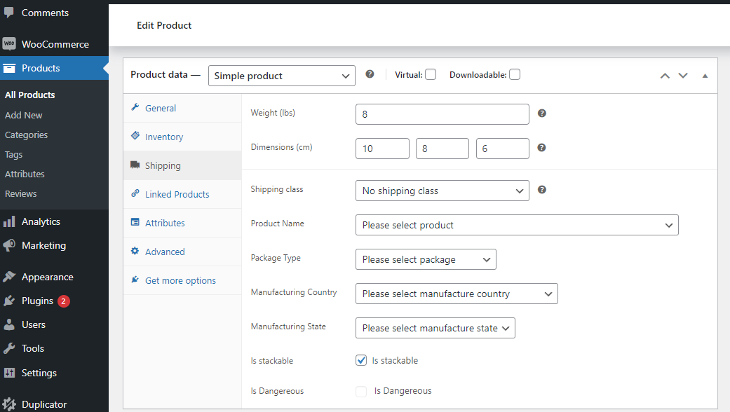 The system will then calculate the shipping costs from the carrier(s).