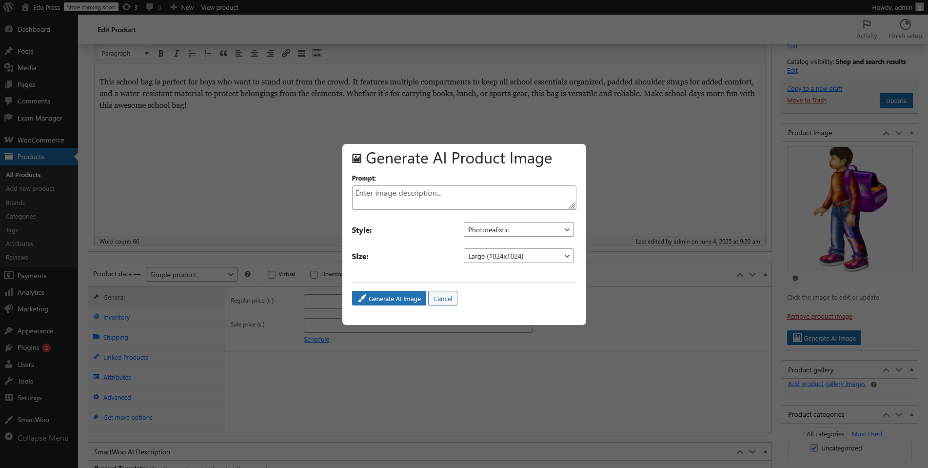 AI-generated content preview
