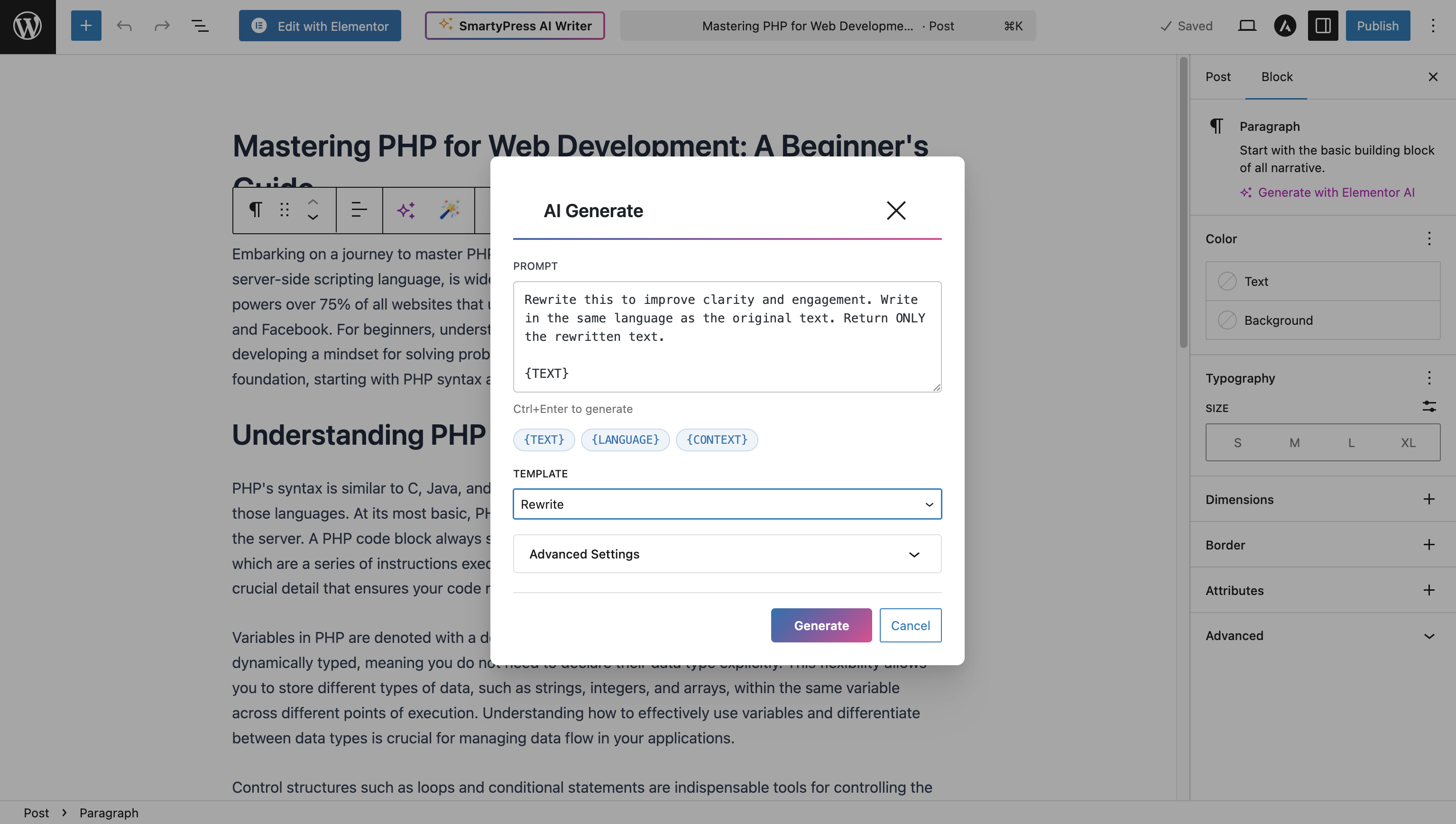 Bulk post generator interface - generate up to 50 posts at once