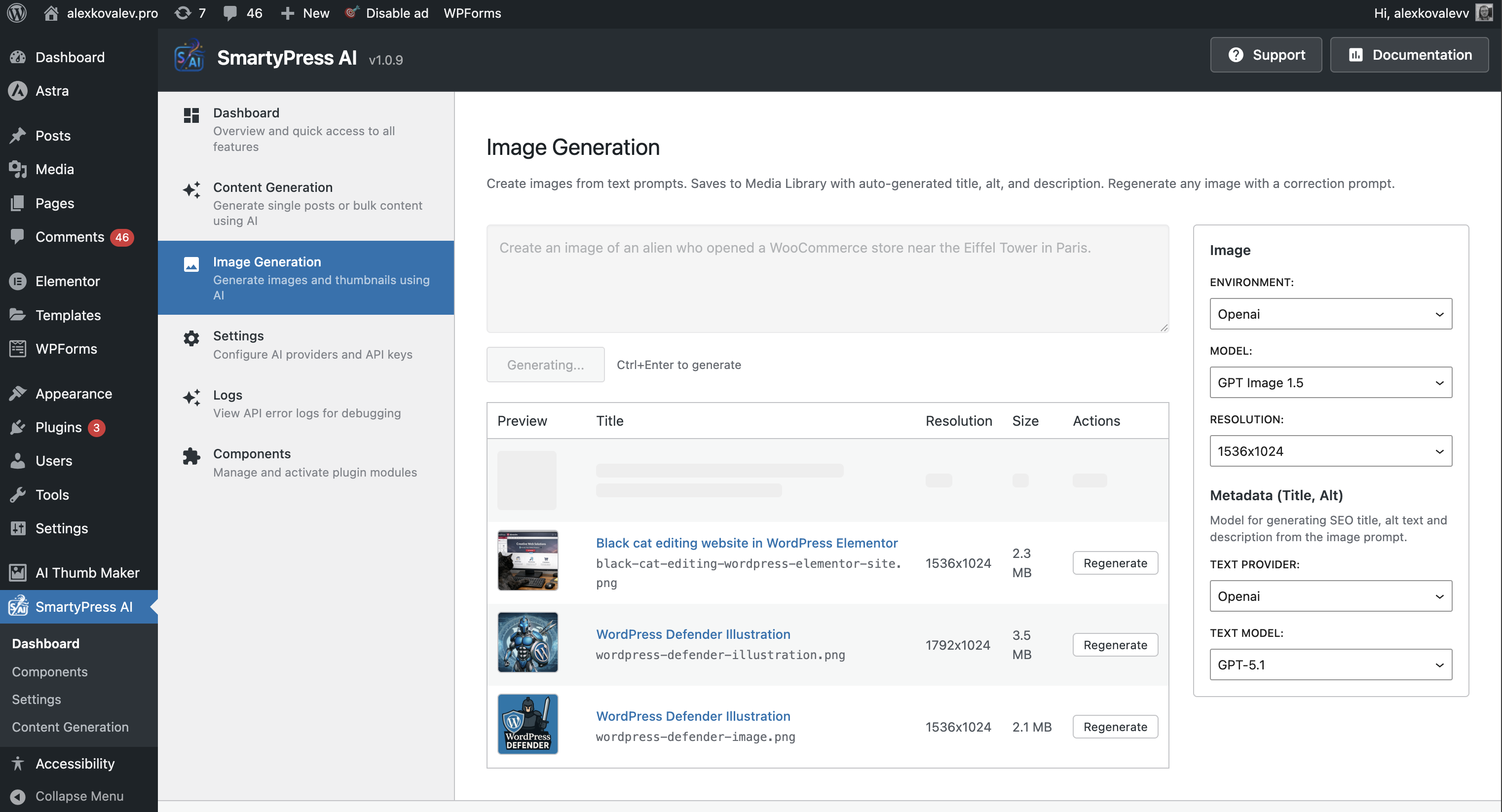 Content Generation page - single post generation with step-by-step process