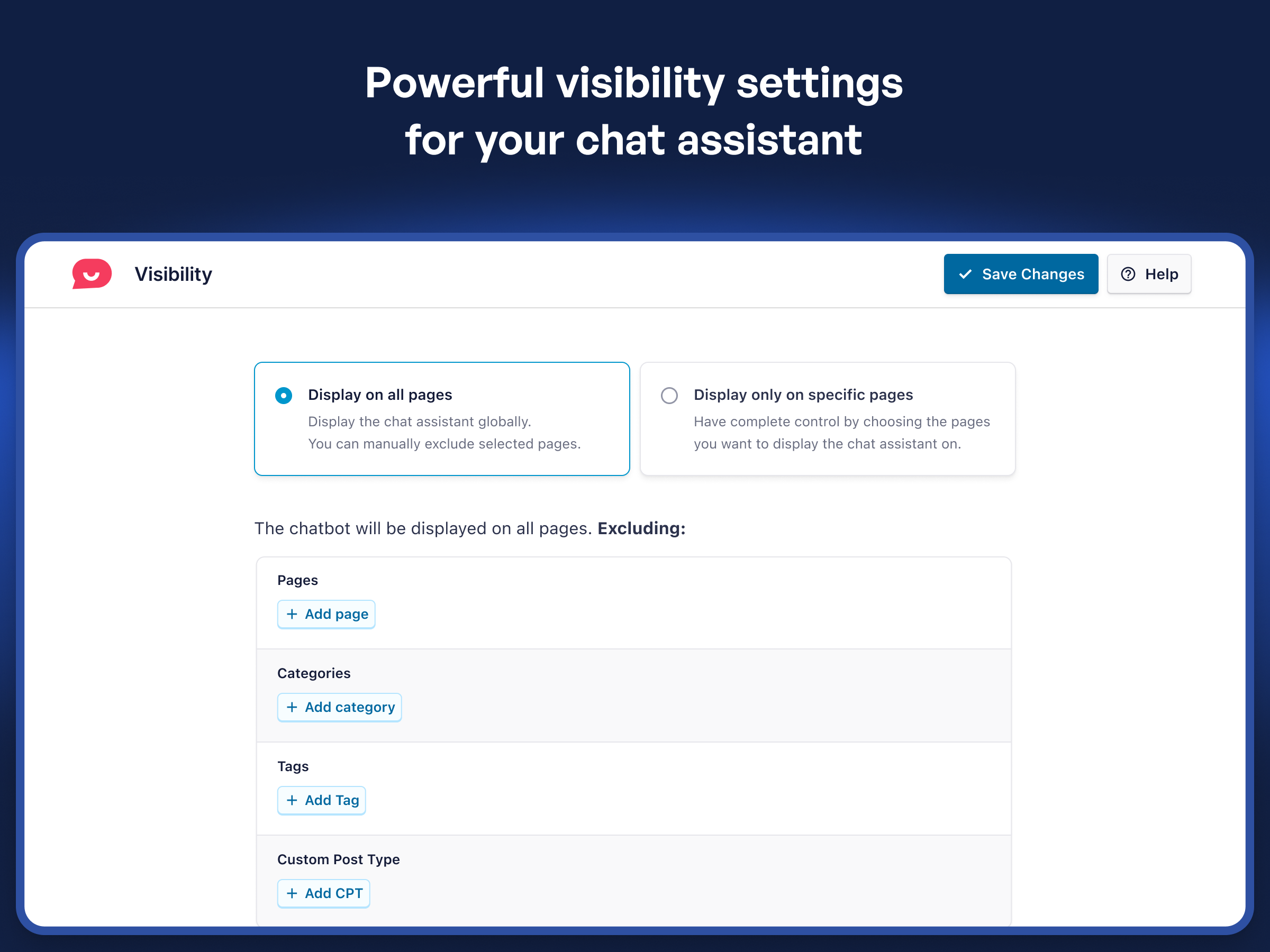 Visibility settings.