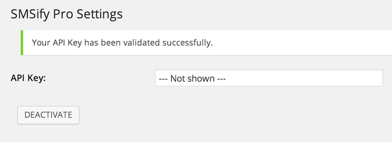 Settings page where you enter your API key