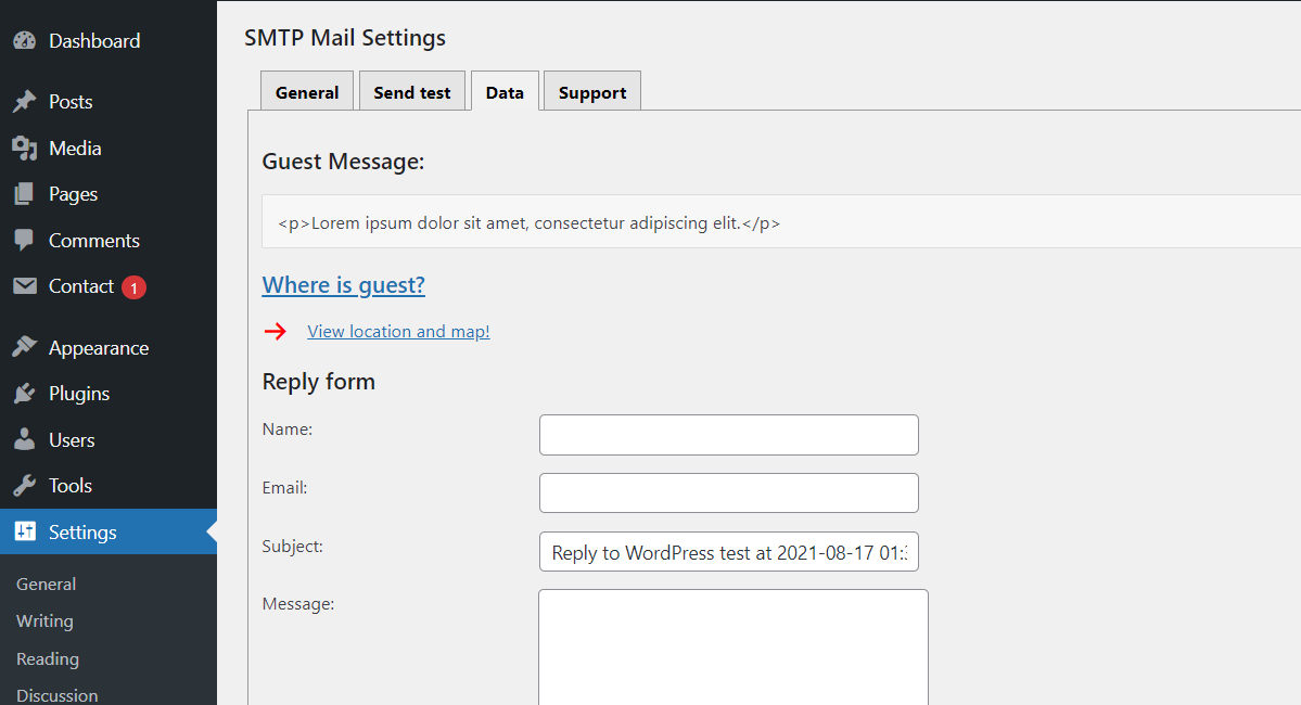 SMTP Mail - Submit data - detail.