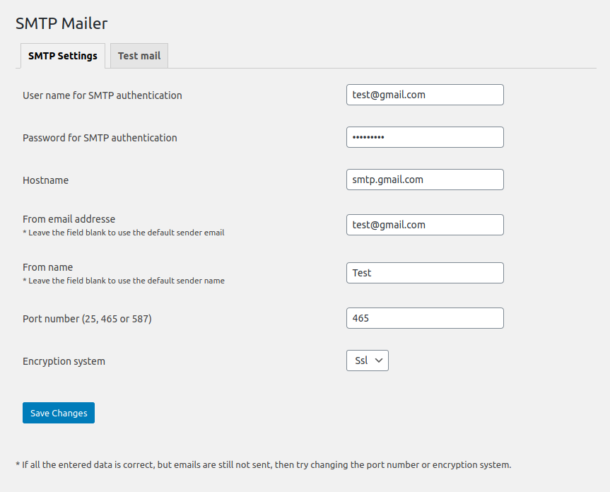 Settings tab