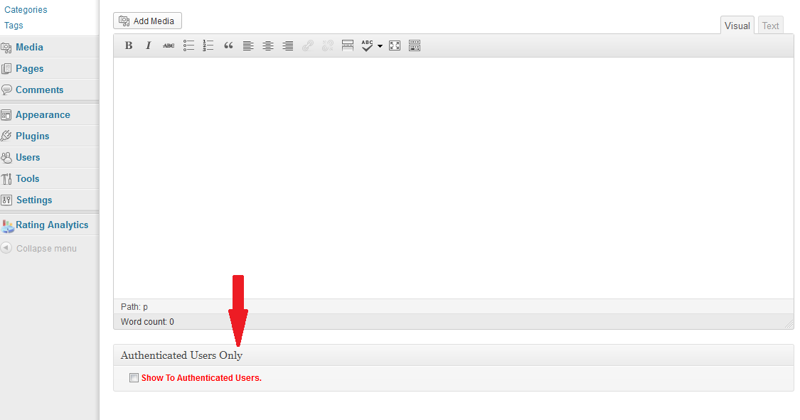 Post/Page Authentication Settings