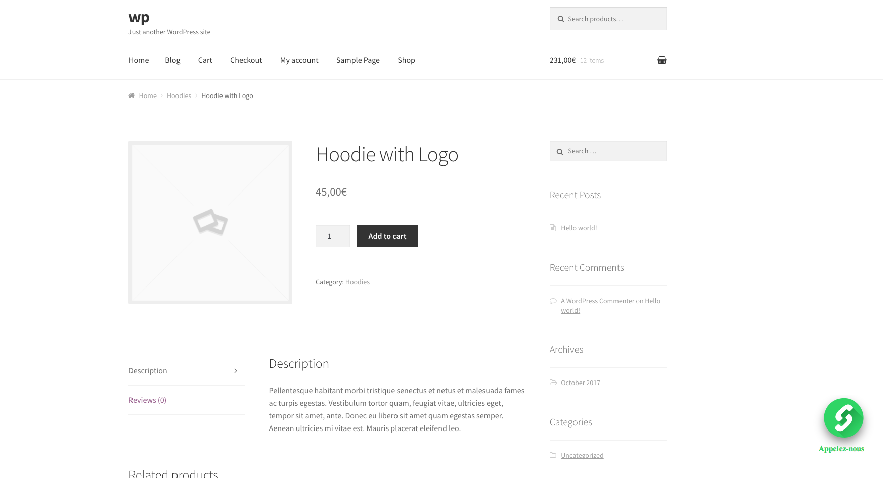 SnapCall button in a WooCommerce shop