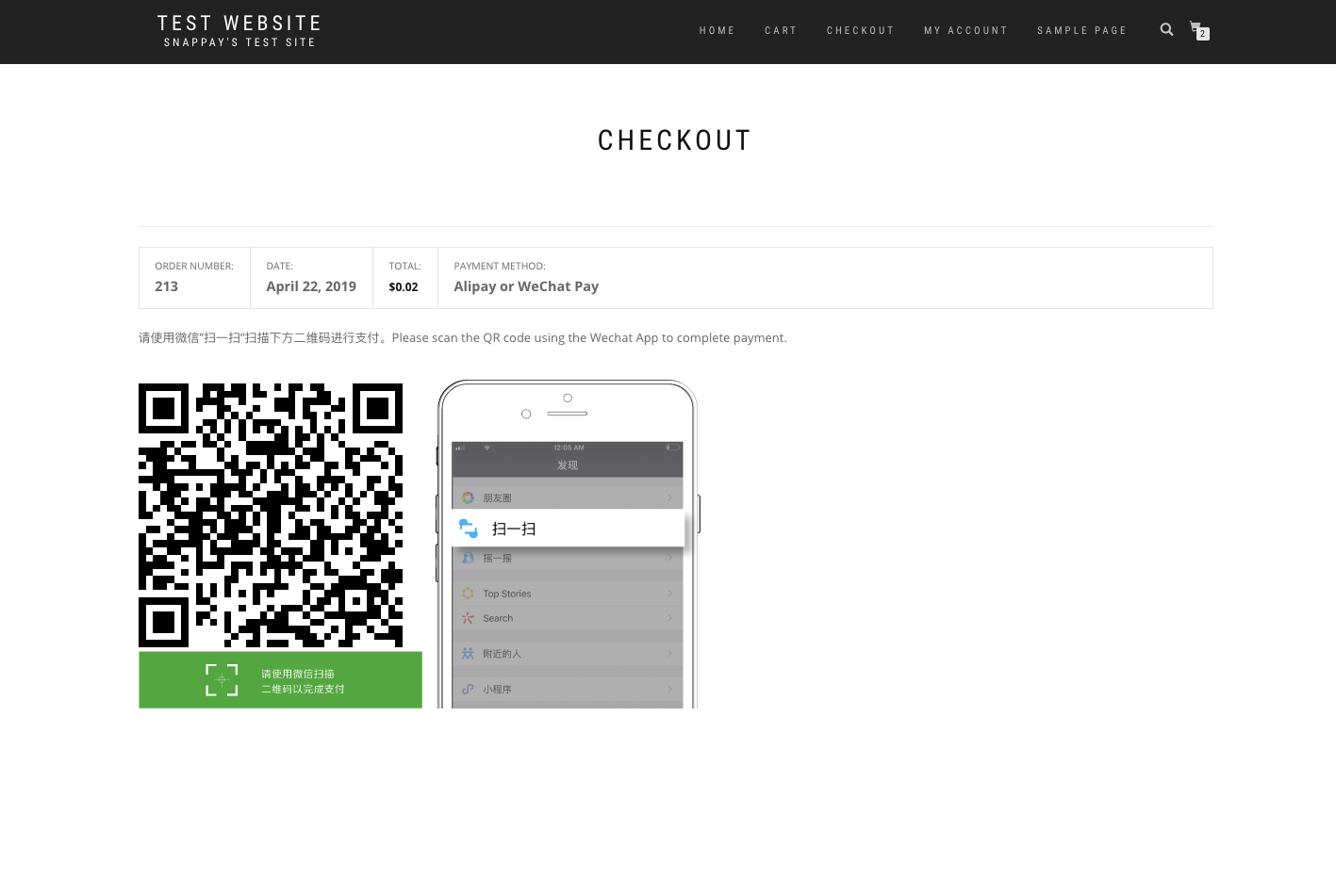 WeChat Pay QR checkout