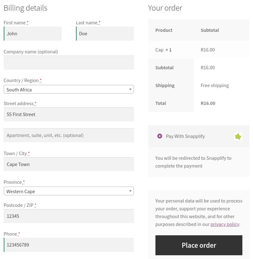 Snapplify Payment Gateway at checkout
