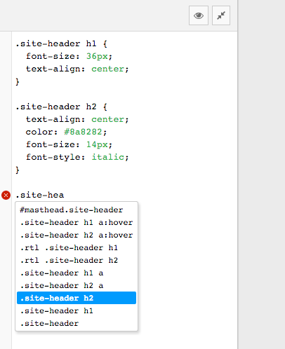 Code completion for all your theme's selectors.