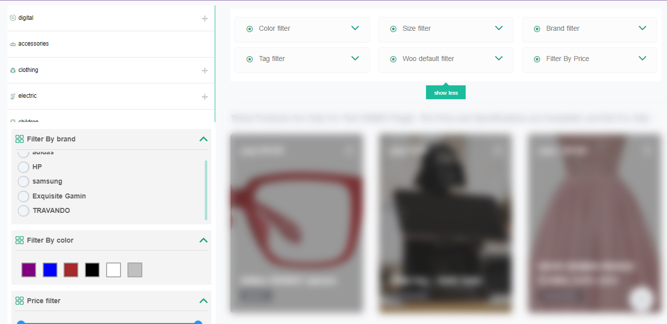 Sobex tech Sidebar and header filter Settings