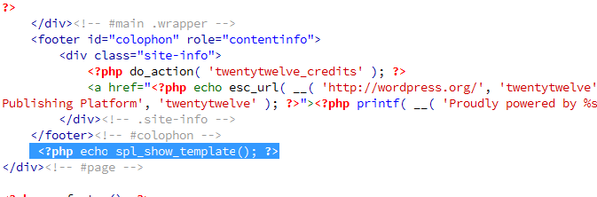 PHP code use in template any where you want to display - `<?php echo spl_show_template(); ?>`