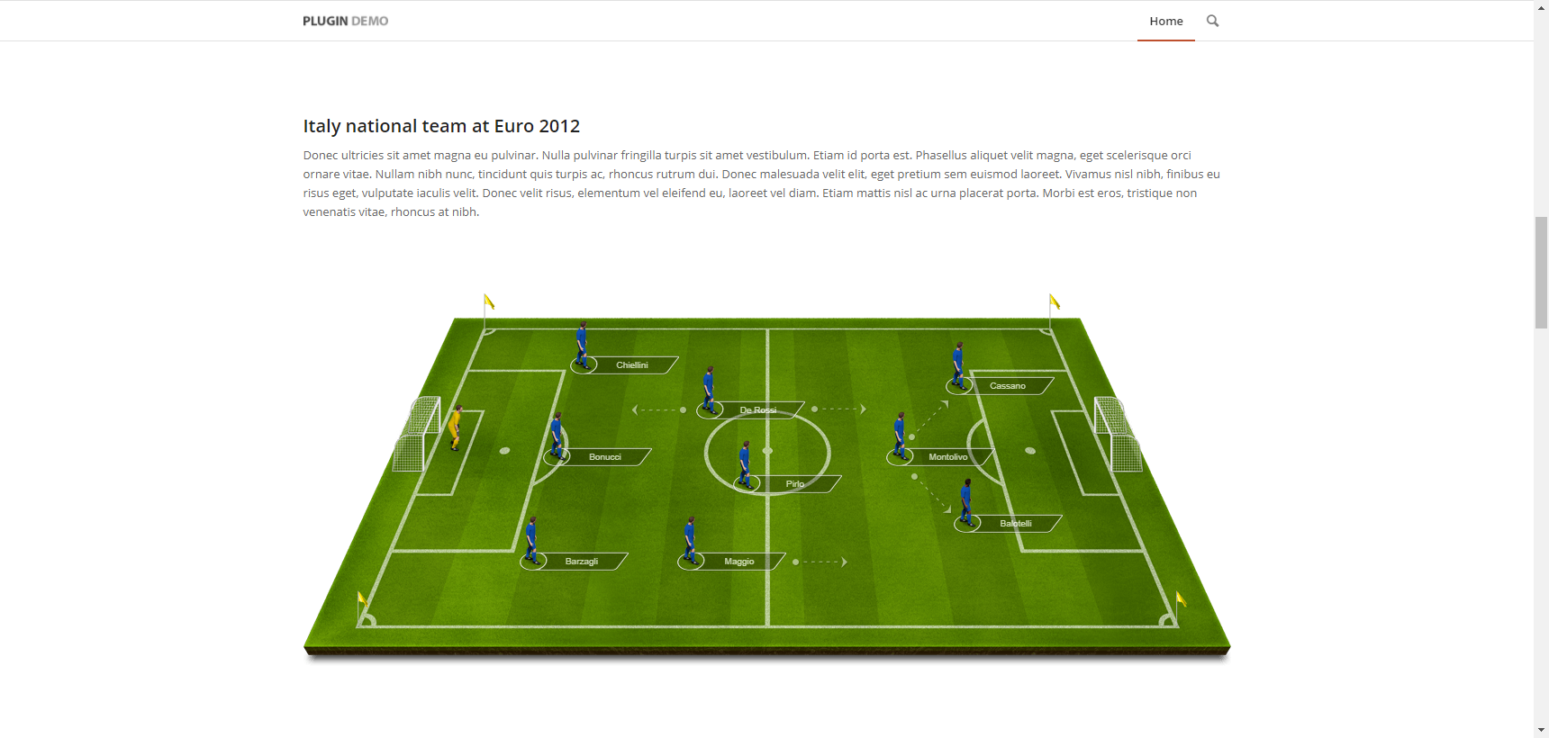 Soccer action in the front-end