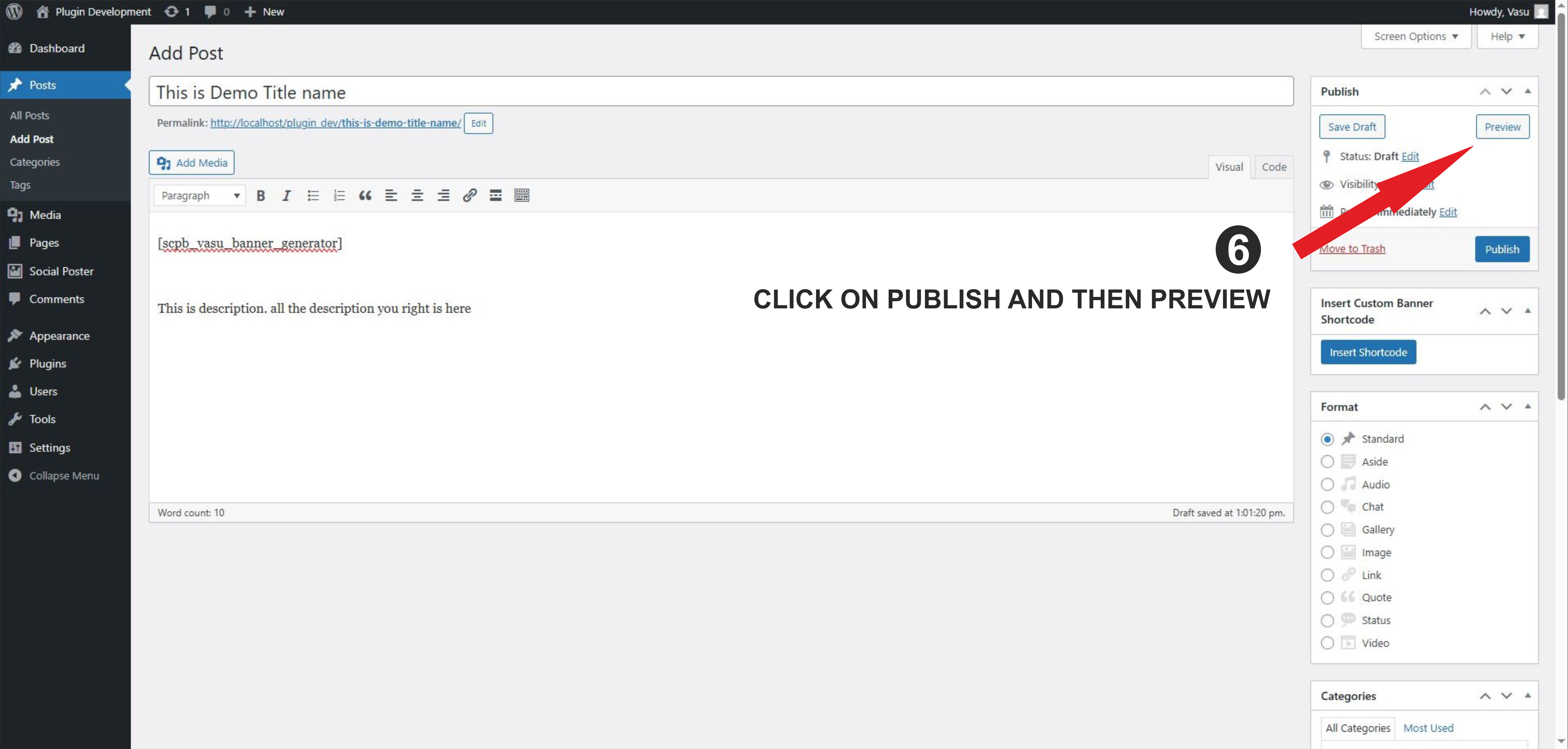 Add Details and click on publish and then preview.