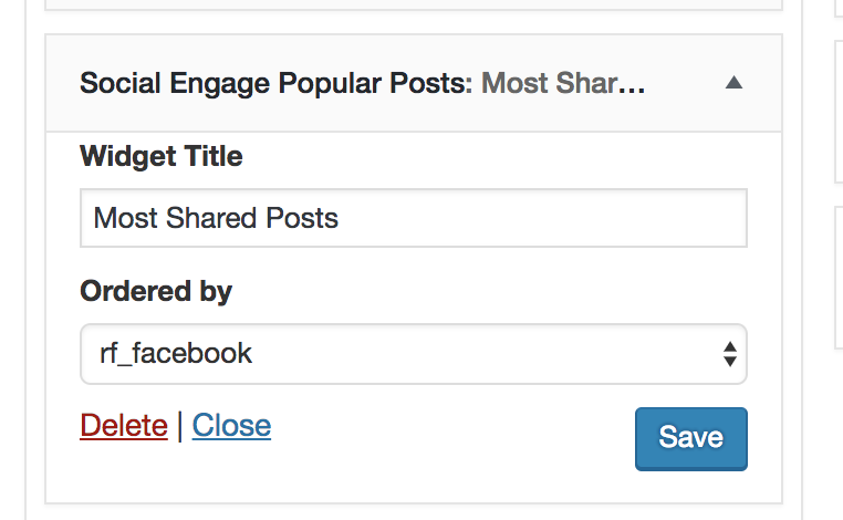 Widget to configure most shared posts in social networks