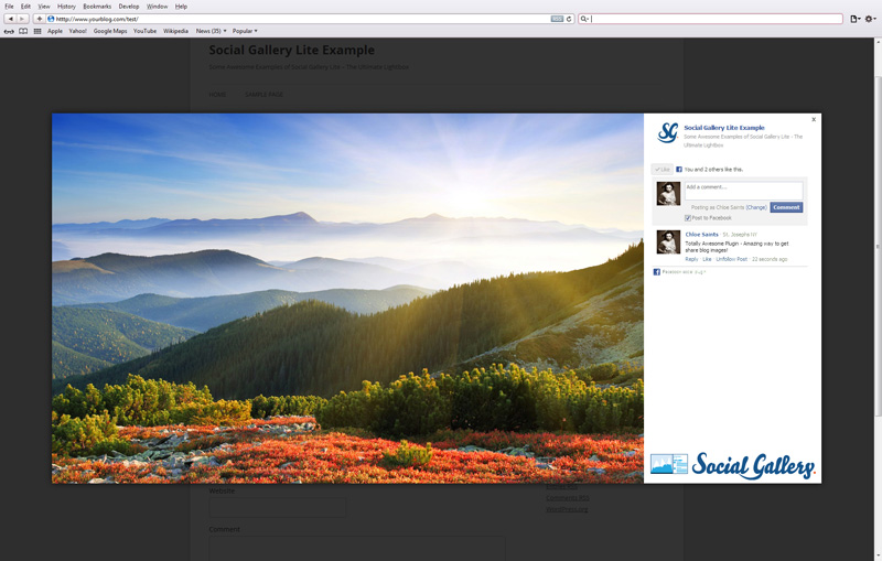 This Screen Shot shows Social Gallery Lite in action