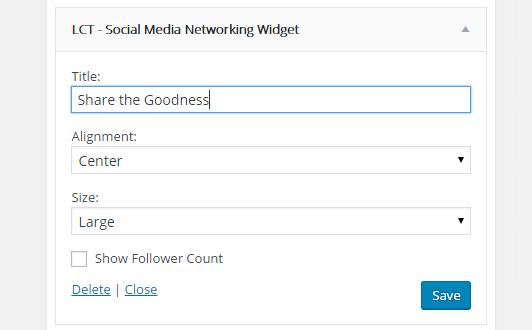 **Includes a Display Widget** - A display widget allows you to display social networking in any widget-enabled area of your site.