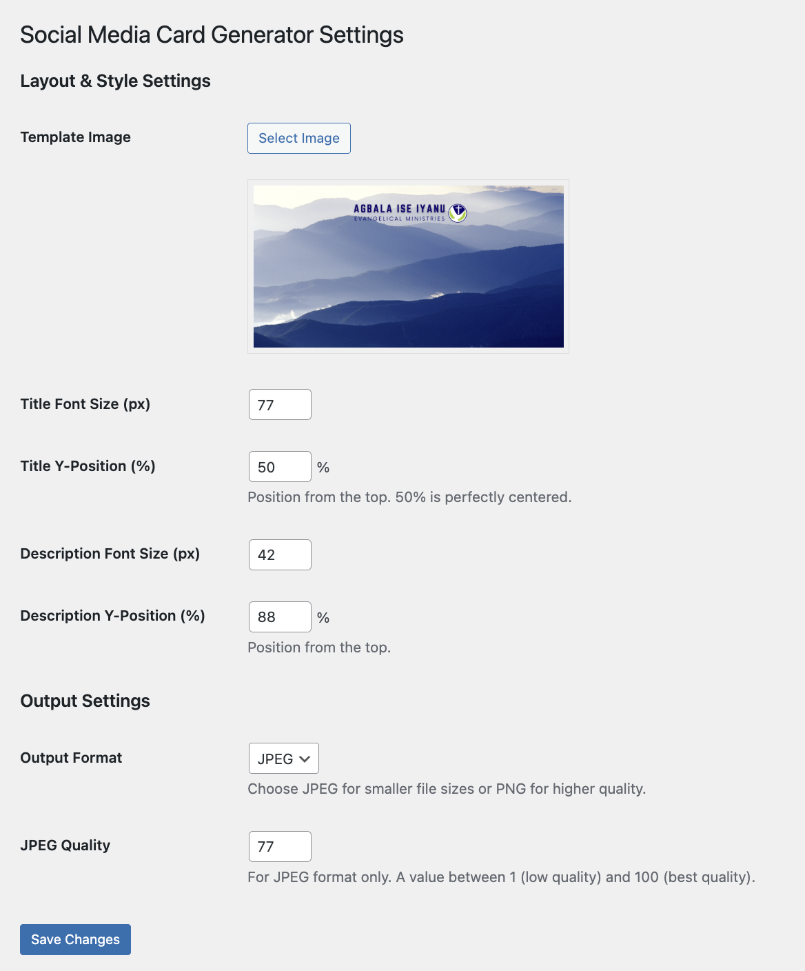 Configuring the template image, layout, and output settings: screenshot-2.png