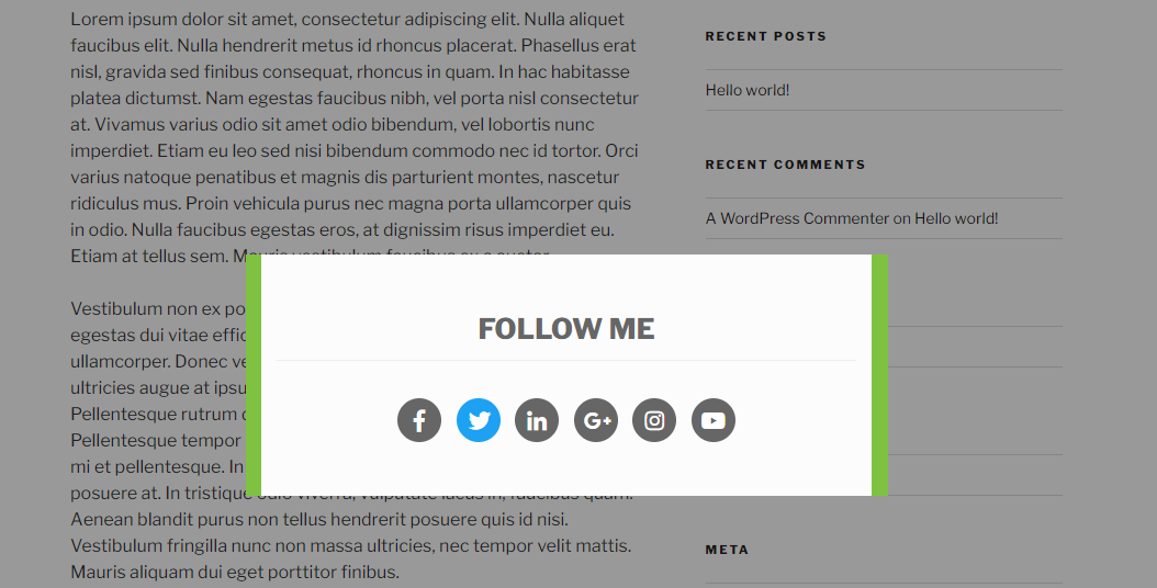 The popup asking the users to follow