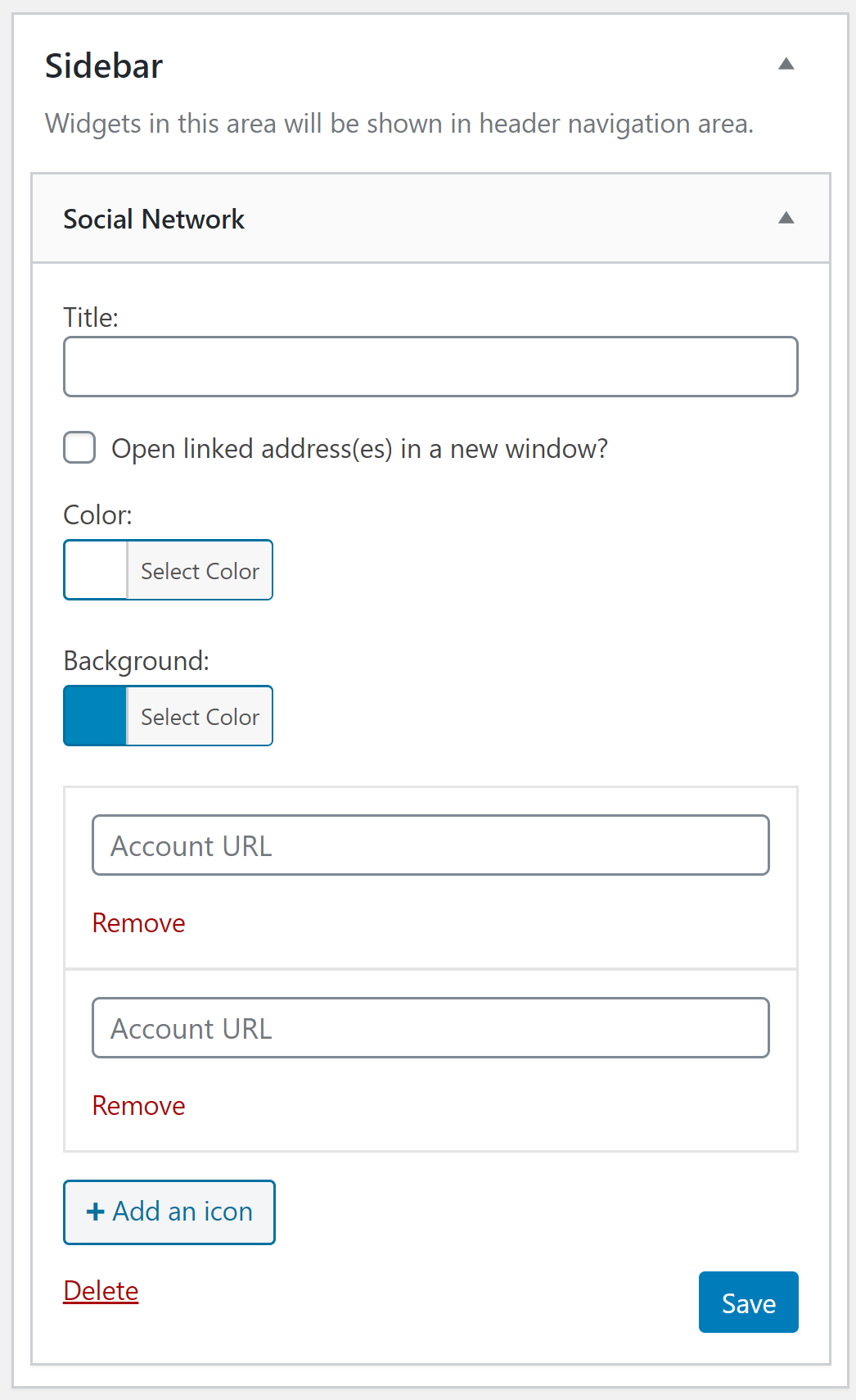 Widget settings interface