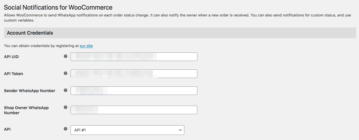 Account credentials