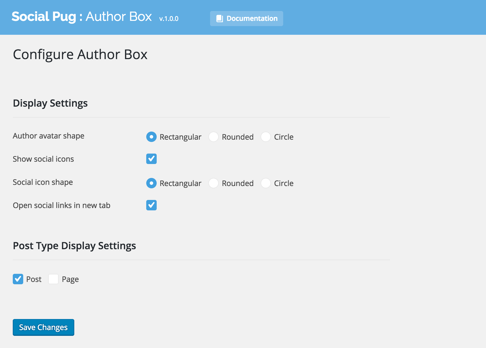 Author Box Settings Page
