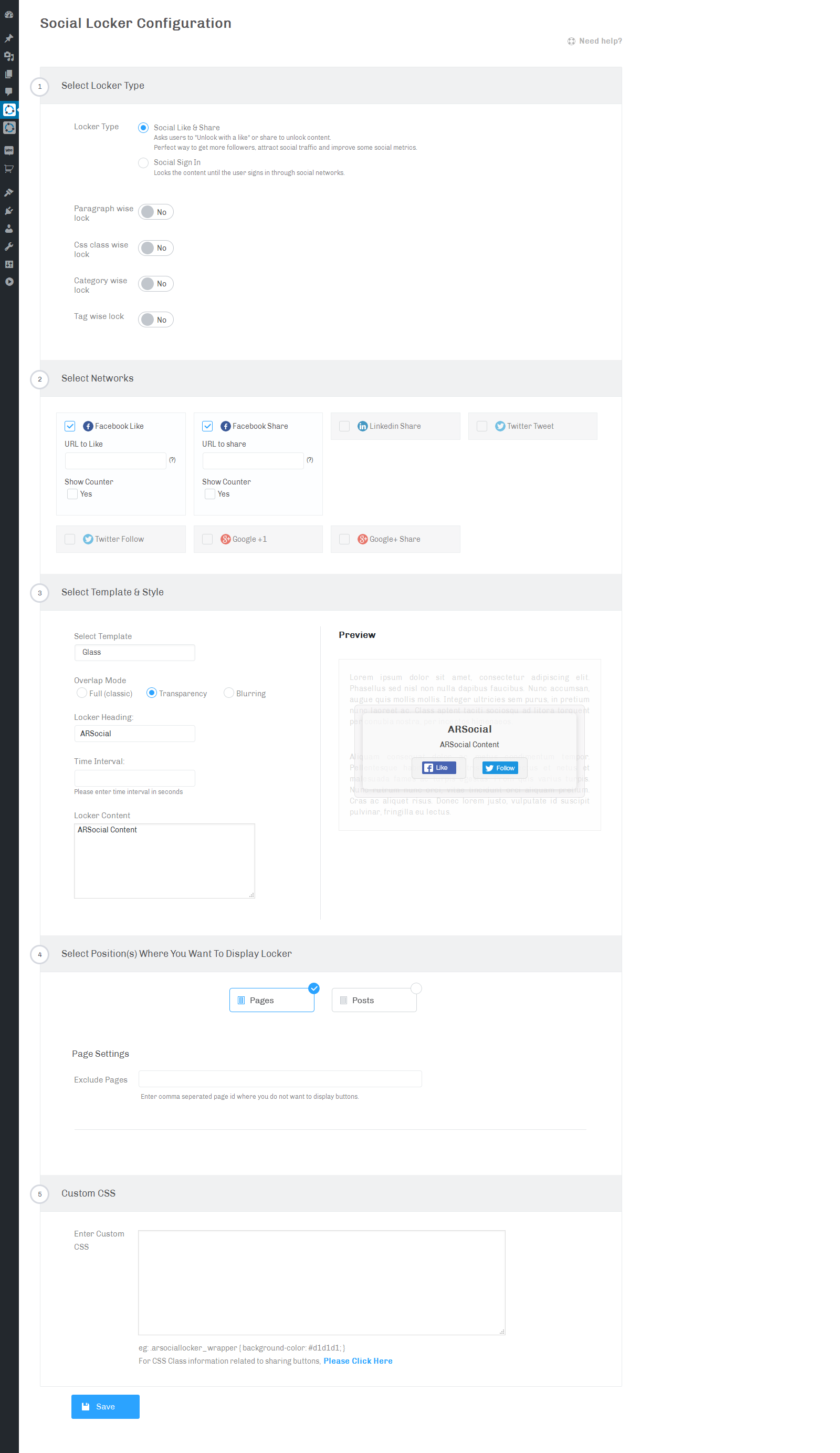 ARSocial - Social Locker Configuration